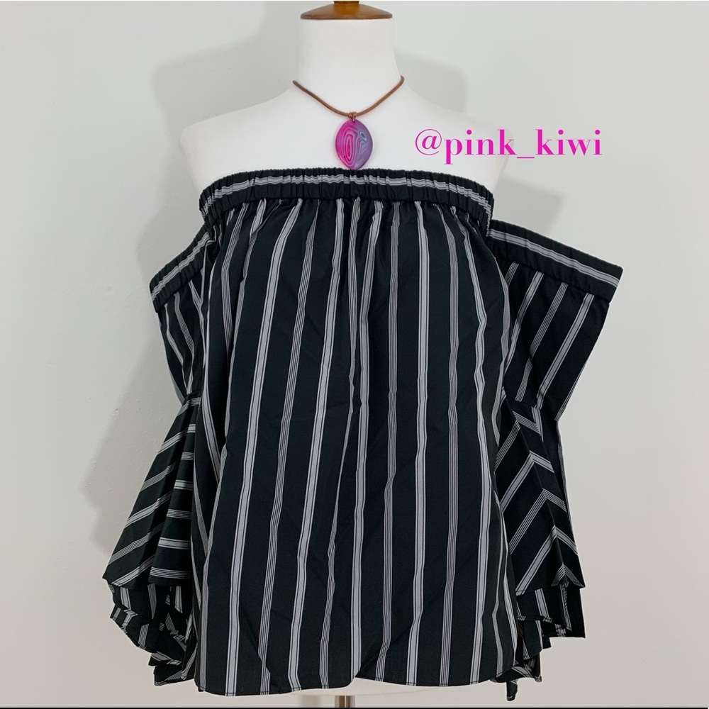 Milly Ines Off the Shoulder Striped Top